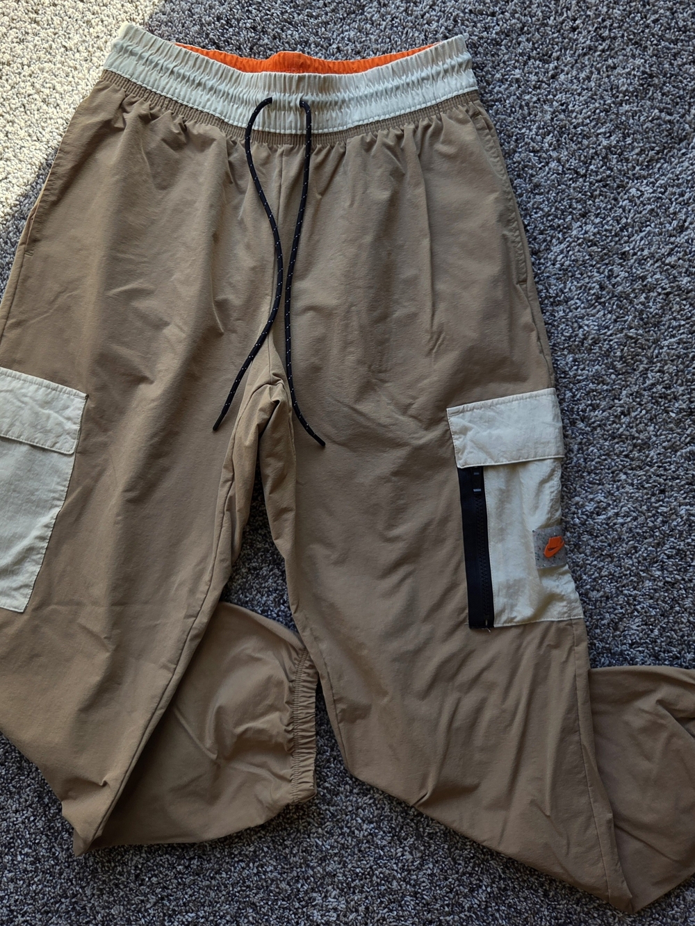 Nike Women's Tan Cargo Joggers with Cream Pockets